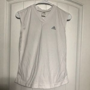 White Adidas v neck workout shirt